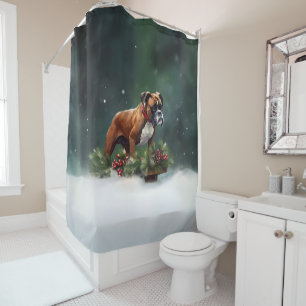 Rideaux De Douche Boxeur Noël neige hiver
