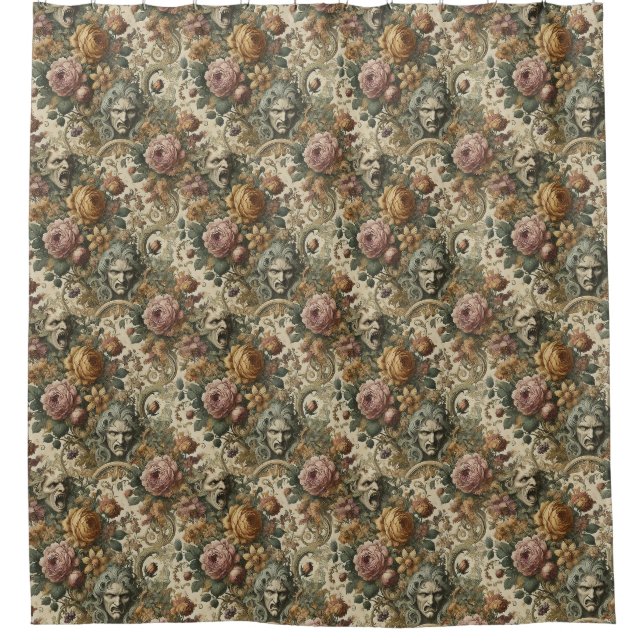Rideaux De Douche Brain Fog - Papier peint floral gothique (Devant)