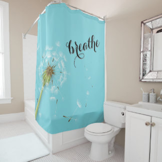 Rideaux De Douche BREATHE Dandelion Citation moderne Turquoise