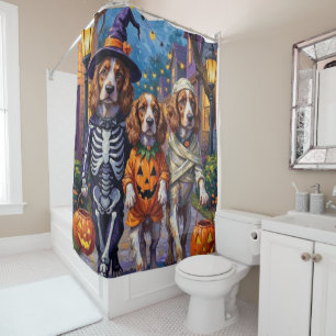 Rideaux De Douche Bretagne Spaniel Trick-or-Treating à Halloween