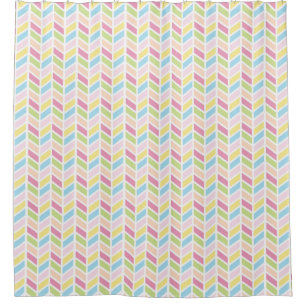 Rideaux De Douche Bright Fun Cheery Herringbone Motif Design