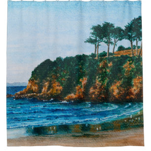 Rideaux De Douche Brittany Beach Peinture Acrylique, Bain