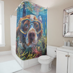 Rideaux De Douche Brittany Spaniel Dog Plongée sous-marine