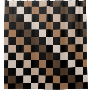 Rideaux De Douche Brown À damiers noir En vichy Motif
