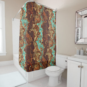 Rideaux De Douche Brown Aqua Turquoise Green Geode Motif en marbre