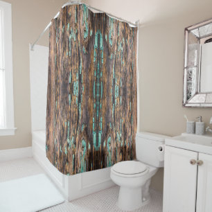 Rideaux De Douche Brown en bois x grand motif