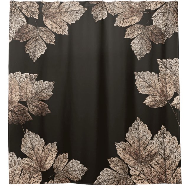 Rideaux De Douche Brown foncé et bronze Feuilles de verre rustique A (Devant)