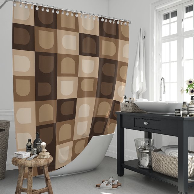 Rideaux De Douche Brown moderne Boho Arch Motif Aztèque géométrique (Brown Modern Boho Arch Geometric Aztec Pattern Shower Curtain)