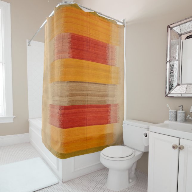 Rideaux De Douche Brown rouge jaune turc contemporain  (En situation)