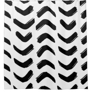 Rideaux De Douche Brush strokes vintage motif sans soudure. Noir et