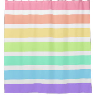 Rideaux De Douche Bubblegum arc-en-ciel et bandes blanches