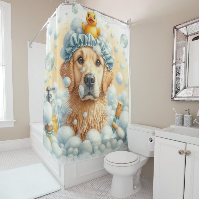 Rideaux De Douche Bubbly Chien (En situation)
