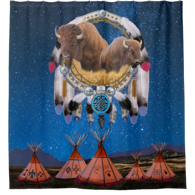 RIDEAUX DE DOUCHE BUFFALO DREAM CATCHER (Devant)
