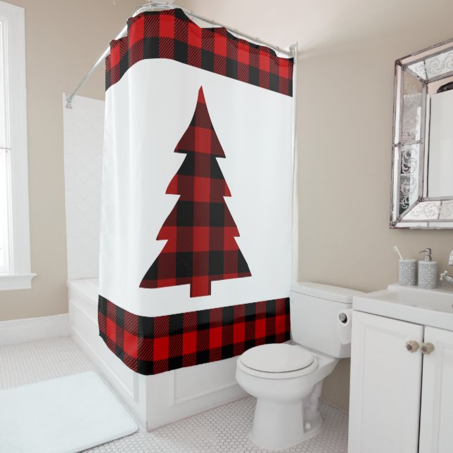 Rideaux De Douche Buffalo Plaid Holiday Christmas Tree Pays (En situation)