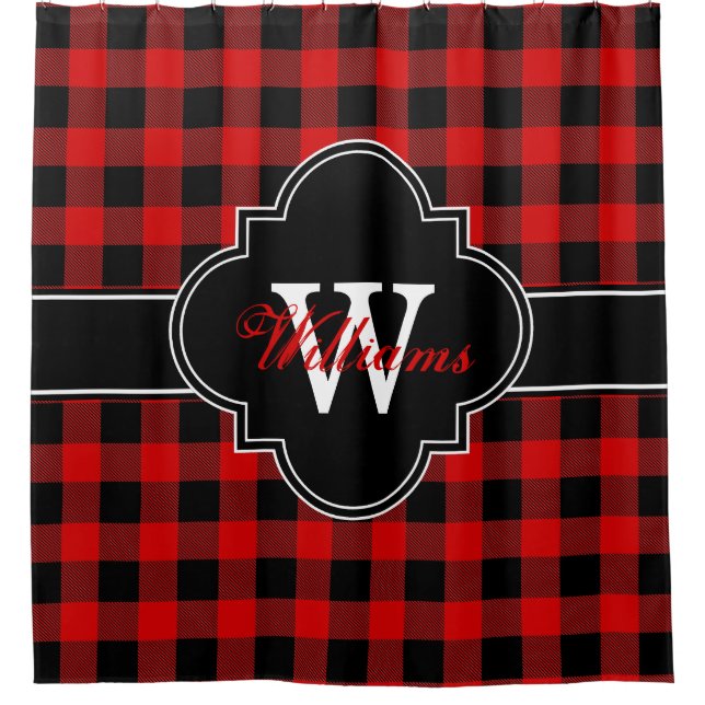 Rideaux De Douche Buffle noir rouge plaqué 1IRQ Monogramme (Devant)