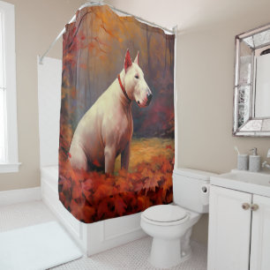 Rideaux De Douche Bull Terrier à l'automne Leaves automne Inspire