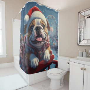 Rideaux De Douche Bulldog Roller Dessous de verre Noël