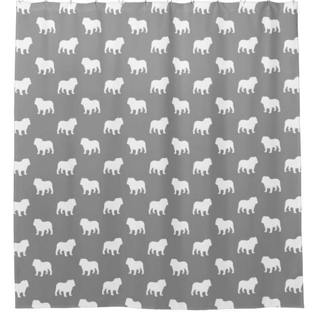 Rideaux De Douche Bulldog Silhouettes Gris Motif (Devant)