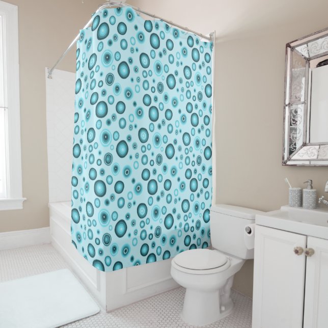 Rideaux De Douche Bulles bleues Circles modernes Motif (En situation)