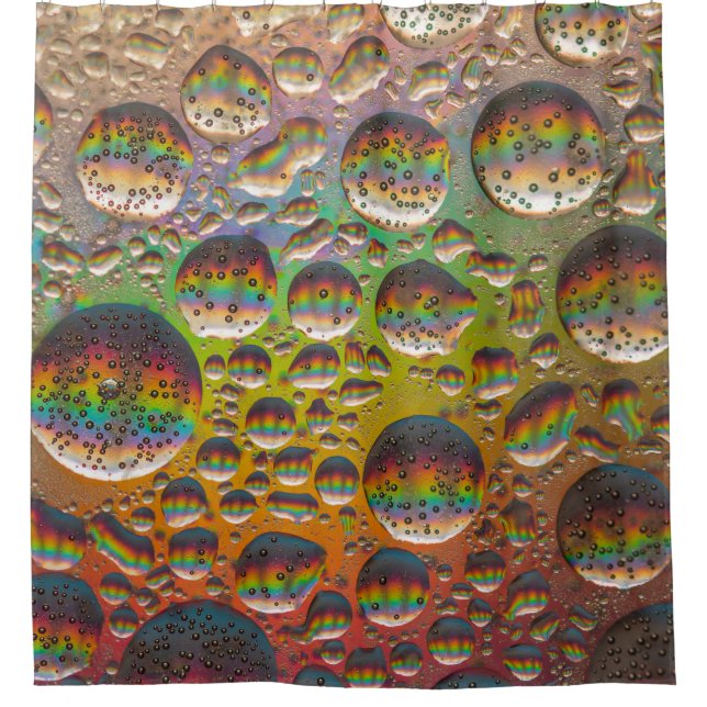 Rideaux De Douche Bulles bleues vert et jaune (Devant)