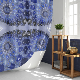 Rideaux De Douche Bulles fractales Ombre Bleu Abstrait