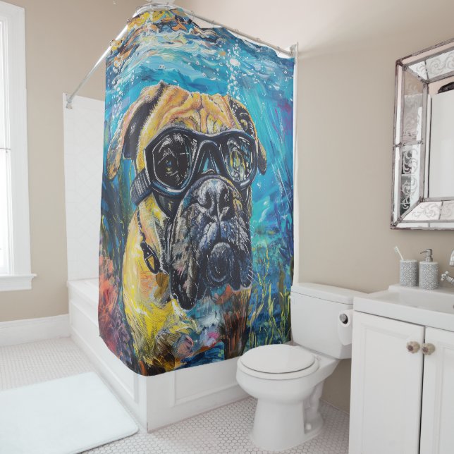 Rideaux De Douche Bullmastiff Chien plongée sous-marine plongée (En situation)