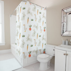 Rideaux De Douche Bunnies & Canards sur le Motif de ferme