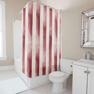 Rideaux De Douche Burgundy Crème rayures