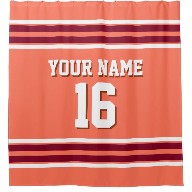 Rideaux De Douche Burgundy White Stripes Sports Jersey (Devant)