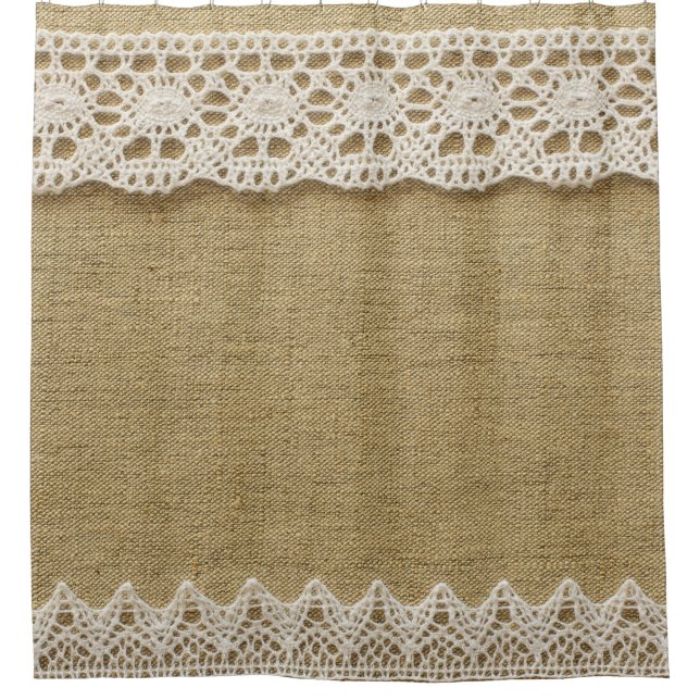 Rideaux De Douche Burlap, dentelle texture tissu. (Devant)