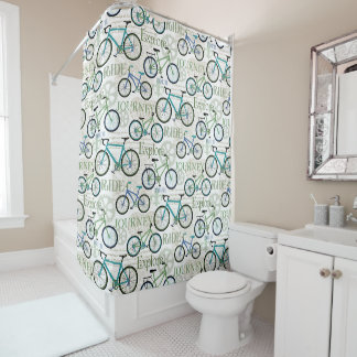 Rideaux De Douche Bycycle Voyage bleu et blanc
