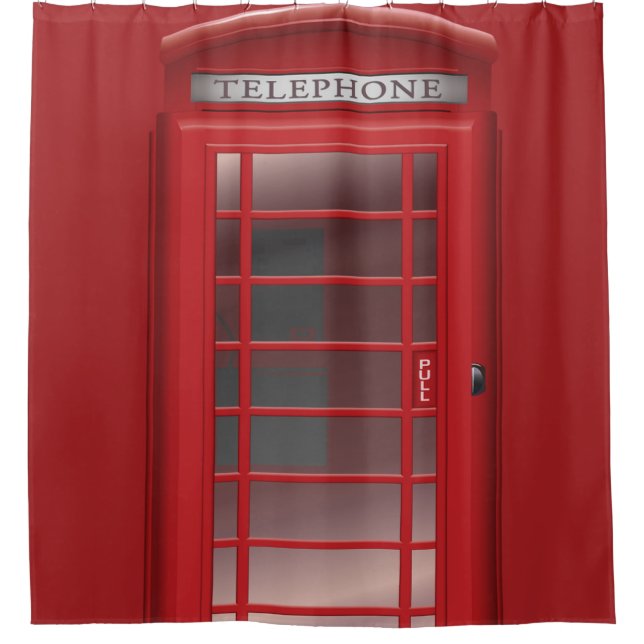 Rideaux De Douche Cabine téléphonique rouge de cabine de téléphone (Devant)