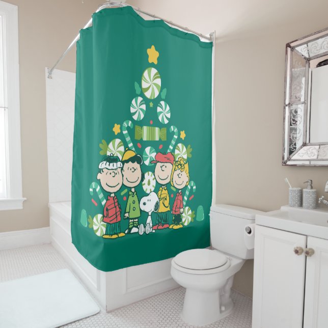 Rideaux De Douche cacahuètes | Arbre de Noël de menthe poivrée (En situation)