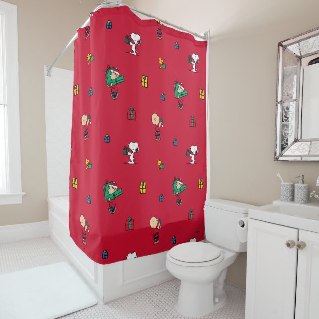 Rideaux De Douche cacahuètes | Cadeau de Noël Rouge (En situation)