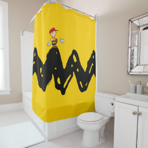 Rideaux De Douche cacahuètes   Charlie Baseball Brown