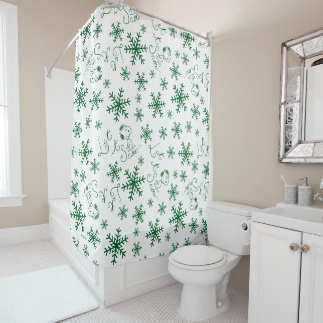 Rideaux De Douche cacahuètes | Christmas Snoopy Let It Snow Motif (En situation)