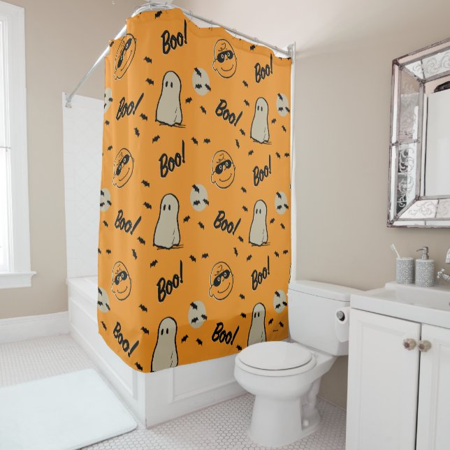 Rideaux De Douche cacahuètes | Motif d'Halloween de l'équipage Éffra (En situation)
