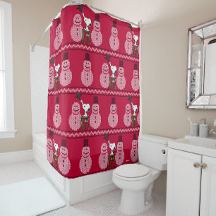 Rideaux De Douche cacahuètes   Snoopy Christmas Sweater Snowman