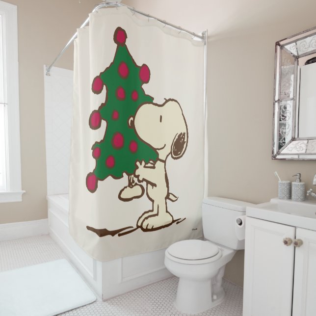 Rideaux De Douche cacahuètes | Snoopy Christmas Tree (En situation)