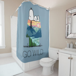 Rideaux De Douche cacahuètes Snoopy Dog House Sunrise