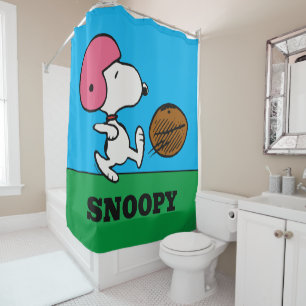 Rideaux De Douche cacahuètes   Snoopy Football Kicker