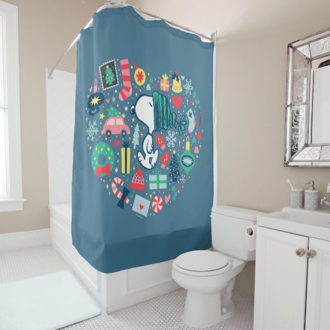 Rideaux De Douche cacahuètes | Snoopy Holiday Happiness Heart (En situation)