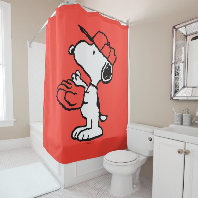Rideaux De Douche cacahuètes | Snoopy Making the Catch (En situation)
