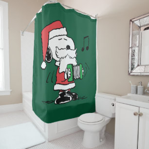 Rideaux De Douche cacahuètes   Snoopy Santa Claus Accordian