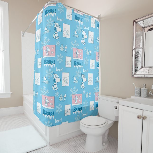 Rideaux De Douche cacahuètes | Snoopy Snow Day Motif (En situation)