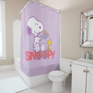 Rideaux De Douche cacahuètes   Snoopy & Woodstock Flowers