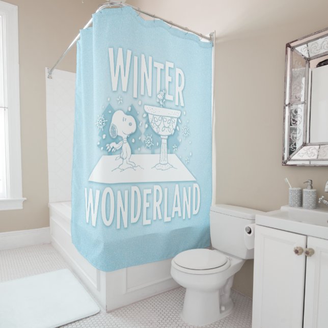 Rideaux De Douche cacahuètes | Snoopy & Woodstock Winter Wonderland (En situation)