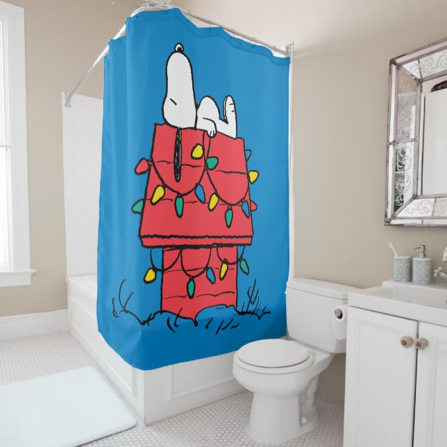 Rideaux De Douche cacahuètes | Snoopy's Dog House With Lights (En situation)