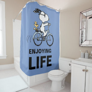 Rideaux De Douche cacahuètes   Vélo Snoopy & Woodstock