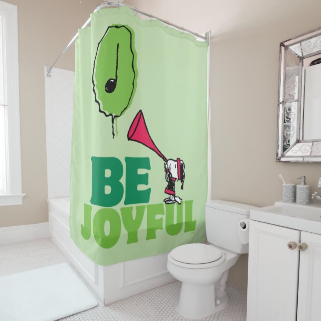 Rideaux De Douche cacahuètes | Woodstock Soyez Joyeux (En situation)